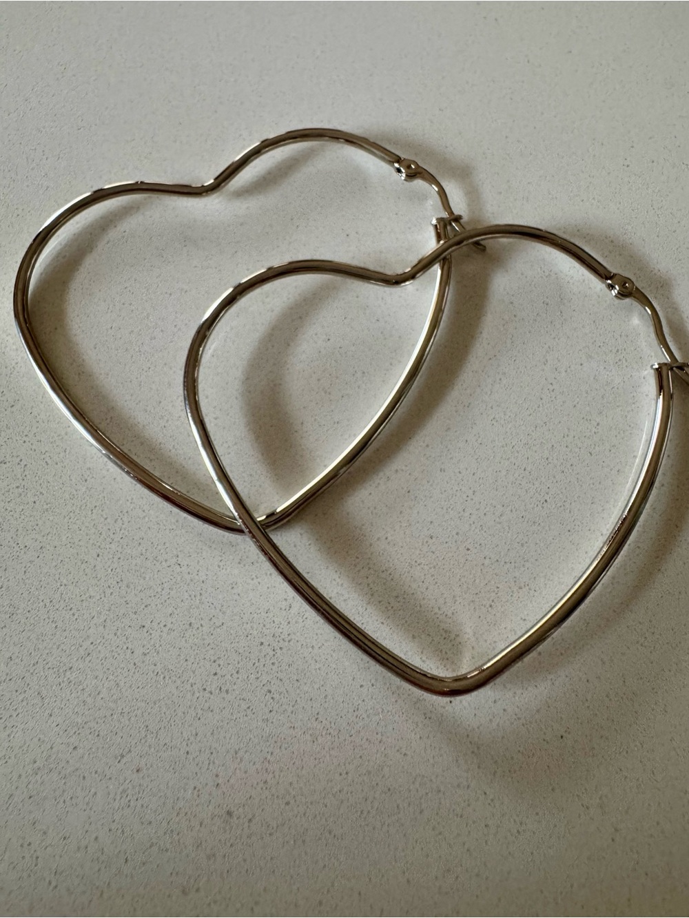 Silver Heart-Shaped Hoop Earrings - Feminine Silver Hoops